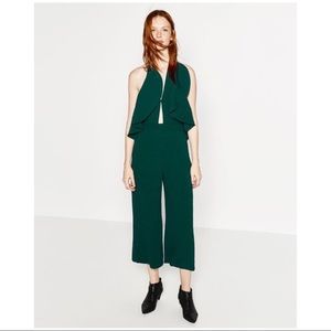 NWT ZARA LONG JUMPSUIT WITH CROSSOVER NECKLINE S
